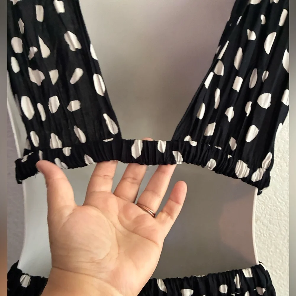 ASOS  Front Slits Back Cut Out Black and White Patterned Maxi  Beach Dress 2 - Picture 11 of 14